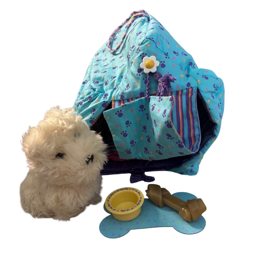 American Girl Coconut Dog Plush Set with House Bed Bowl and Bone Accessories